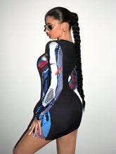 ICON Full Printed Long Sleeve Bodycon Dress
